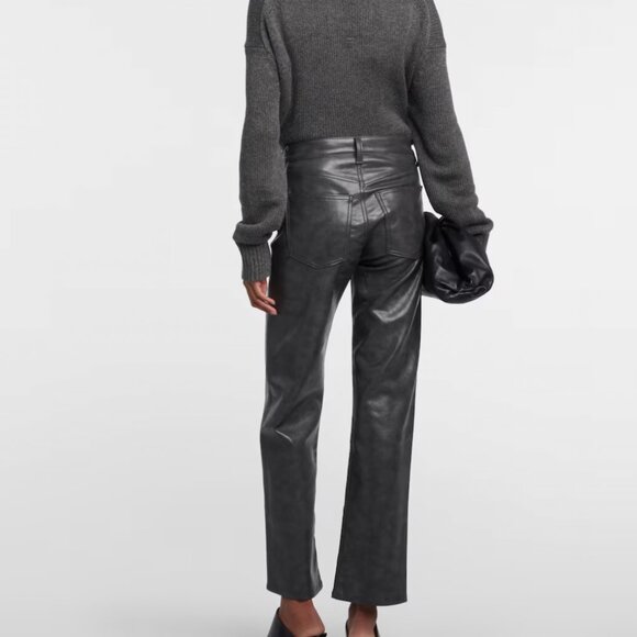 NWT AGOLDE Sloane Leather Pants in Smoke | Size 28 - Picture 4 of 8